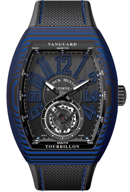 Best FRANCK MULLER Vanguard Tourbillon Blue Black Carbon Case V 45 T CARBL (NR) (NR. NR BL) Replica Watch